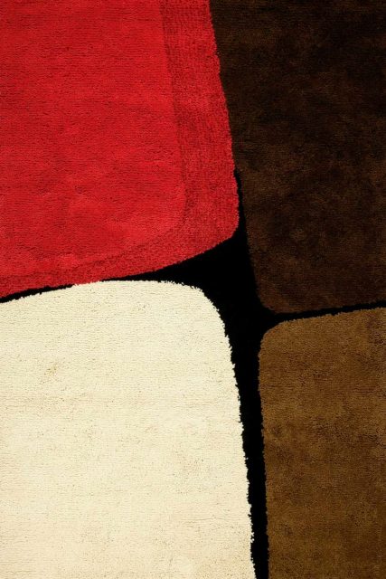 overhead of boulder 1 rug by dinosaur designs red brown