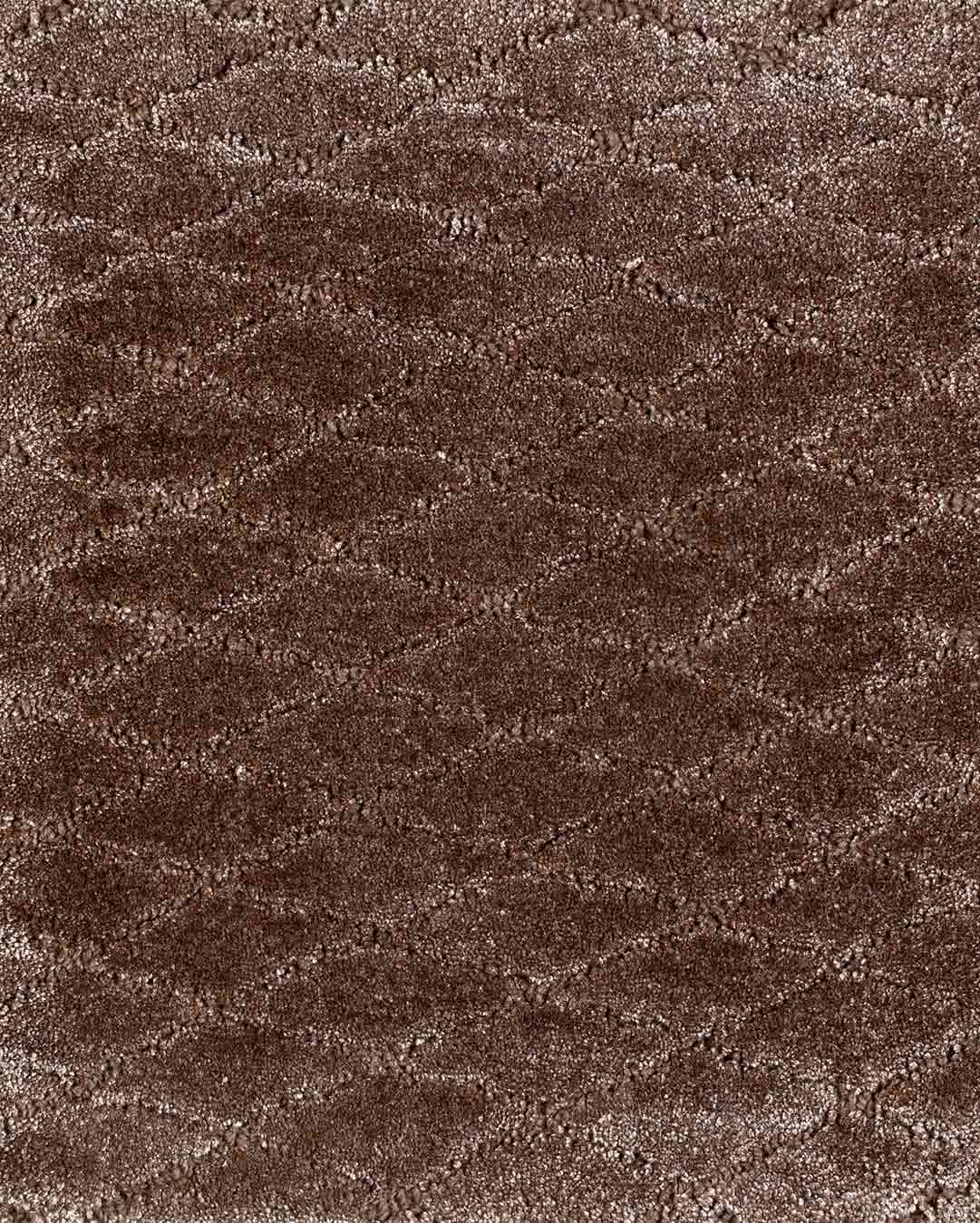 Close up view of textured Diamond Velour rug in taupe brown colour